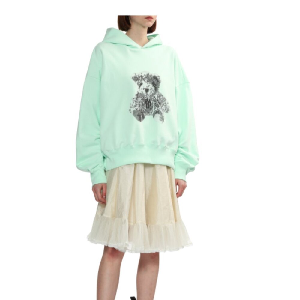 We11done Green Pixel Teddy Hoodie  Size S